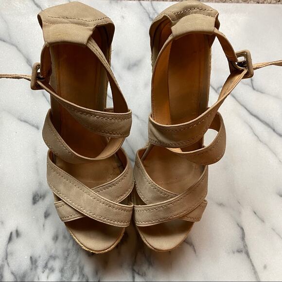 Aldo Tan Faux Suede & Macrame Strappy Wedge Sandal - Picture 5 of 6